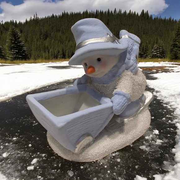 Encore Other - Vintage‎ Encore Frosted Snow Buddy With Wheel Barrel